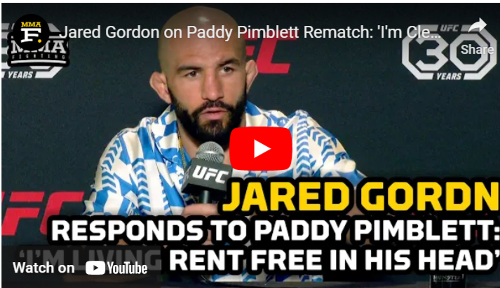 Jared Gordon: Paddy Pimblett's call for rematch shows 'I'm clearly living rent free in his head'
